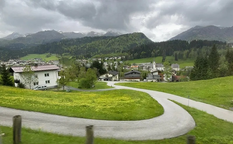 mountain view austrian train rail holiday